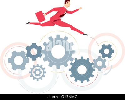Roten Anzug Geschäftsmann. Springen. Vektor-Illustration Konzept. Stock Vektor