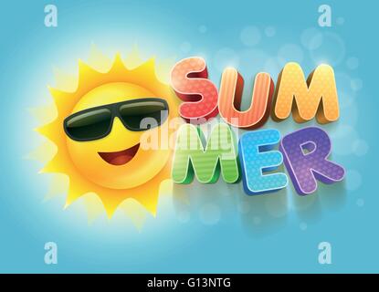 Happy Sun Sommer Design. Elemente werden separat in Vektordatei geschichtet. Stock Vektor