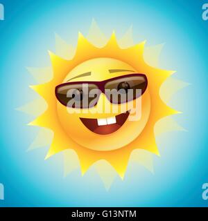Vektor-Sommer-Sonne-Charakter-Design. Elemente werden separat in Vektordatei geschichtet. CMYK-Farbmodus. Drucken bereit. Stock Vektor