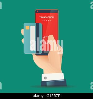 Vektor-Illustration für Geld-Transaktion, Technik, Wirtschaft, mobile-Banking und mobile-payment Stock Vektor