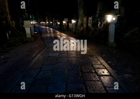 Nighton die Straße am Okunoin Friedhof, Koya-San, Japan Stockfoto