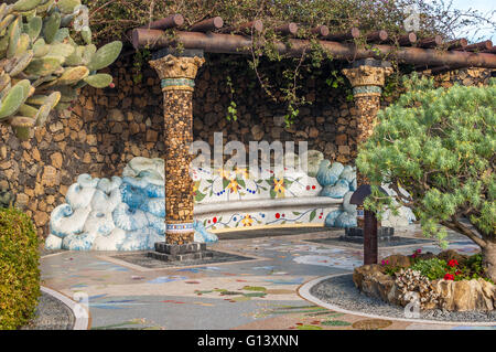 Mosaik Werke von Luis Morera in Plaza La Glorieta in der Stadt von Las Manchas, La Palma, Kanarische Inseln, Spanien Stockfoto