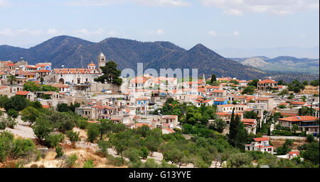 Panoramablick auf Lefkara berühmten touristischen Dorf im Distrikt Larnaca in Zypern Stockfoto