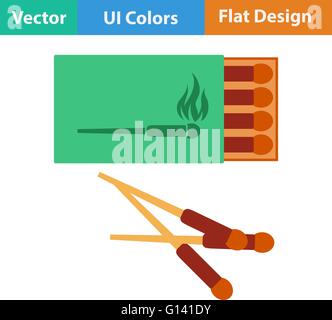 Flache Design-Ikone der Streichholzschachtel in Ui-Farben. Vektor-Illustration. Stock Vektor