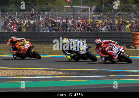 Le Mans, Frankreich. 8. Mai 2016. Valentino Rossi (* 46) Italien und Movistar Yamaha Motogp in Aktion beim Rennen der MotoGp von Frankreich - Rennen am am 8. Mai 2016 in Le Mans, Frankreich.  Bildnachweis: Marco Iorio/Alamy Live-Nachrichten Stockfoto