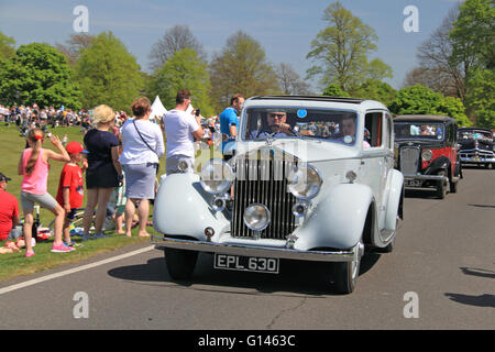 Rolls-Royce 25/30 (1936). Chestnut Sunday, 8. Mai 2016. Bushy Park, Hampton Court, London Borough of Richmond, England, Großbritannien, Großbritannien, Europa. Vintage- und Oldtimer-Parade und Ausstellungen mit Messegelände und militärischen Nachstellungen. Kredit: Ian Bottle / Alamy Live News Stockfoto