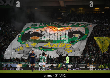 Portugal, Lissabon, kann 07,2016 - Sport-V. SETÚBAL - Spiel Sporting Fans während der portugiesischen Fußball-Liga zwischen Sporting und V. Setúbal in Lissabon, Portugal. Foto: Bruno de Carvalho/ImagesPic Stockfoto