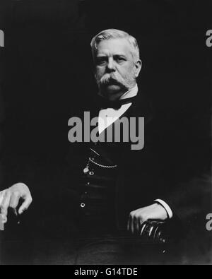 George Westinghouse, Jr. (6. Oktober 1846 - 12. März 1914) war ein US-amerikanischer Unternehmer und Ingenieur, erfand die Eisenbahn-Druckluftbremse und war ein Pionier der Elektro-Industrie. Westinghouse war einer der Edisons Hauptrivalen in der frühen Implementierung Stockfoto