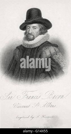 Francis Bacon (22 Januar 1561 - 9. April 1626)) war ein englischer Philosoph, Staatsmann, Wissenschaftler, Rechtsanwalt, Jurist, Autor und Pionier der wissenschaftlichen Methode. Er diente sowohl als Attorney General und Lordkanzler von England. Seine politische Karriere endete Stockfoto