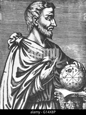 Pythagoras von Samos (570-495 v. Chr.) war eine antike griechische Philosoph, Mathematiker und Gründer der religiösen Bewegung namens Begnadigung. Er machte einflussreiche Beiträge zu Philosophie und Religion im späten 6. Jahrhundert BC. Oft wird er verehrt ein Stockfoto