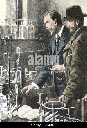 Pierre Curie (1859-1906) war ein französischer Physiker, ein Pionier in der Kristallographie, Magnetismus, Piezoelektrizität und Radioaktivität und Nobelpreisträger. 1903 erhielt er den Nobelpreis in Physik mit seiner Frau Marie Salomea Sklodowska-Curie und Henri Becqu Stockfoto