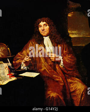 Antonie Philips van Leeuwenhoek (1632-1723) war ein niederländischer Kaufmann und Wissenschaftler. Er ist bekannt als "der Vater der Mikrobiologie", und als der erste Mikrobiologe. Er ist bekannt für seine Arbeit an der Verbesserung des Mikroskops und seine con Stockfoto