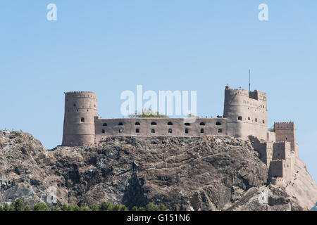 Die mittelalterliche Festung Al-Jalaili in Muscat, Sultanat von Oman. Stockfoto