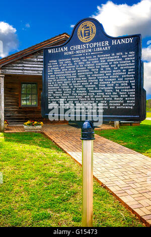 William Christopher Handy Geburtsort Zeichen in Florence, Alabama Stockfoto