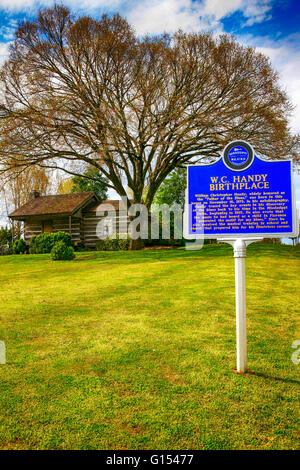 William Christopher Handy Geburtsort Zeichen in Florence, Alabama Stockfoto