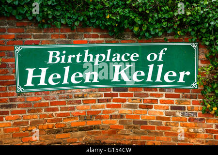 Ivy Green, der Geburtsort und Kindheit Zuhause von Helen Keller Zeichen in Tuscumbia, Alabama Stockfoto