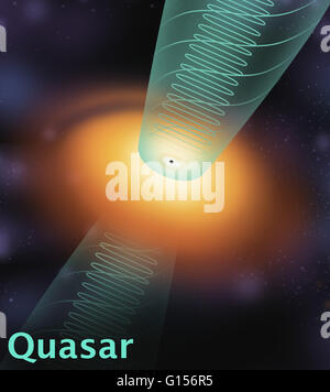 Abbildung eines Quasars. Quasare sind kompakte Regionen in der Mitte des massereichen Galaxien. Diese umgeben supermassiven schwarze Löcher. Stockfoto