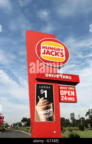 Hungrigen Jacks Burger King Australian schnell Nahrungskette Essen australische Logo gegen den Himmel Stockfoto