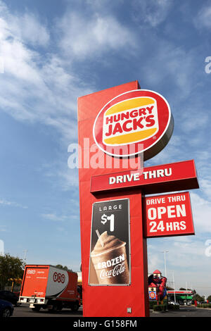 Hungrigen Jacks Burger King Australian schnell Nahrungskette Essen australische Logo gegen den Himmel Stockfoto