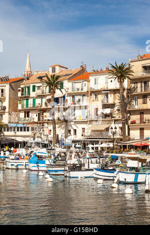 Calvi-Hafen und Uferpromenade Gebäude, Calvi, Haute-Corse, Korsika, Frankreich Stockfoto