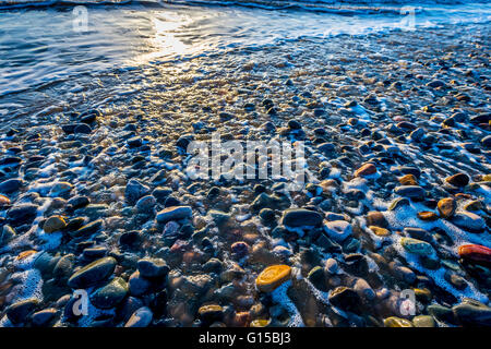 Sonnenuntergang am Cleveleys, Fylde Küste, Lancashire, England, uk, Europa Stockfoto