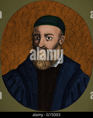 Gabriele Falloppio (1523-1562) war einer der bedeutendsten Anatomen und Ärzte des sechzehnten Jahrhunderts. Falloppio der Arbeit befasste sich hauptsächlich mit der Anatomie des Kopfes. Seine Beiträge zur Anatomie der Knochen und Muskeln waren sehr wertvoll. Er s Stockfoto