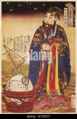 Verbiest gekleidet wie ein chinesischer Astrologe in einem 19. Jahrhundert Holzschnitt des japanischen Künstlers Utagawa Kuniyoshi. Vater Ferdinand Verbiest (1623-1688) war ein flämischer Jesuit Missionar in China während der Qing-Dynastie. Er war ein versierter Mathematiker und astro Stockfoto