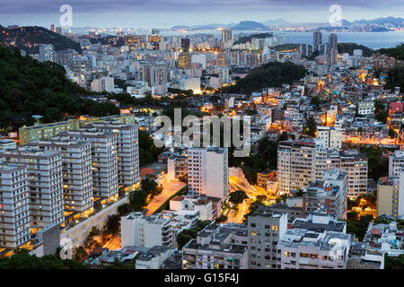 Tabajaras Favela und Copacabana, Rio De Janeiro, Brasilien, Südamerika Stockfoto