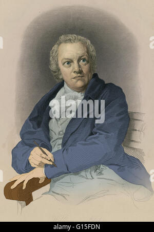 William Blake (1757-1827) war ein englischer Dichter, Maler und Grafiker. Blake ist eine zukunftsträchtige Figur in der Geschichte der Poesie und bildende Kunst des romantischen Zeitalters angesehen. Seine prophetische Poesie gesagt wurde, zu "Was ist im Verhältnis zu seiner mich Stockfoto