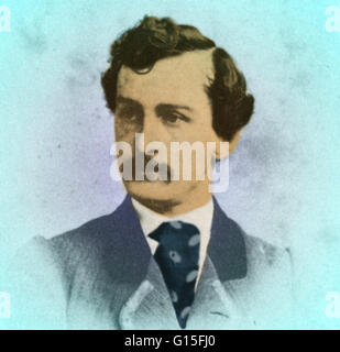 John Wilkes Booth (1838-1865) war ein US-amerikanischer Bühnenschauspieler der Präsident Abraham Lincoln im Ford Theater in Washington, D.C., am 14. April 1865 ermordet. Er war ein Verbündeter Sympathisant, verurteilte die Regierung Lincolns und war empört über t Stockfoto