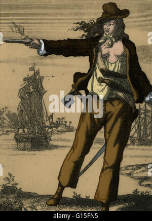 Anne Bonny (1702-1782) war eine irische Frau, die berühmten weiblichen Pirat in der Karibik tätig wurde. Sie war eine Rothaarige Schönheit und als einen guten Fang. Sie heiratete einen armen Seemann und Kleinzeit Piraten namens James Bonny und die Wunde bis in die Bah Stockfoto