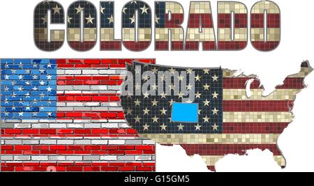 USA US-Bundesstaat Colorado auf eine Mauer Stock Vektor