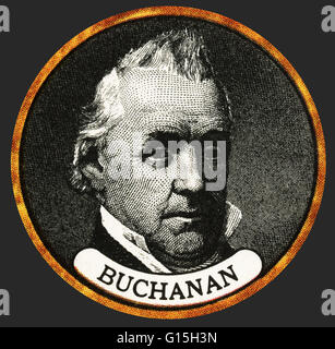 James Buchanan, Jr. (23. April 1791 - 1. Juni 1868) war der 15. Präsident der USA (1857-1861). Er ist der einzige Präsident, die ein Leben lang Junggeselle geblieben, und der letzte Präsident, geboren im 18. Jahrhundert. Er vertrat den Bundesstaat Pennsylvania in den USA Stockfoto