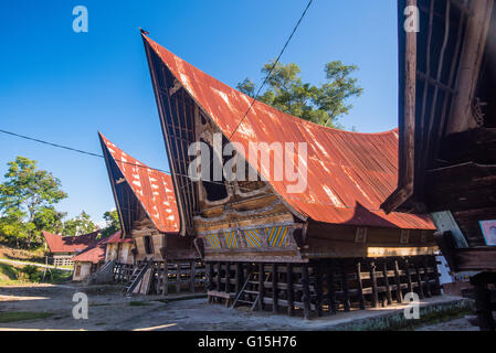 Traditionelles Batak-Haus in Lake Toba, Sumatra, Indonesien, Südostasien Stockfoto