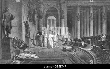 Gaius Julius Caesar (100-44 v. Chr.) war ein römischer general und Staatsmann. Er spielte eine entscheidende Rolle bei der allmählichen Transformation der römischen Republik in das römische Reich. In militärischen Kampagnen für sichere römische Herrschaft über die Provinz Gallien (heute Franken Stockfoto