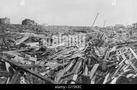 Der Hurrikan von 1900 machte Landfall auf der Stadt von Galveston, Texas, am 8. September 1900. Es hatte Winde von 145 Meilen pro Stunde am Landfall geschätzt, so dass es eine Kategorie 4 Sturm auf der Saffir-Simpson Hurrikan Skala It war einer der tödlichsten und Costlie Stockfoto