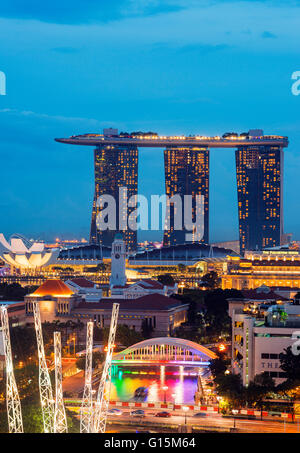 Clarke Quay und Marina Bay Sands Hotel und Casino, Singapur, Südostasien, Asien Stockfoto