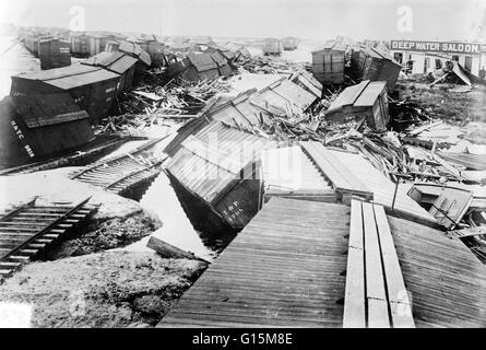 Der Hurrikan von 1900 machte Landfall auf der Stadt von Galveston, Texas, am 8. September 1900. Es hatte Winde von 145 Meilen pro Stunde am Landfall geschätzt, so dass es eine Kategorie 4 Sturm auf der Saffir-Simpson Hurrikan Skala It war einer der tödlichsten und Costlie Stockfoto