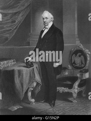 James Buchanan, Jr. (23. April 1791 - 1. Juni 1868) war der 15. Präsident der USA (1857-1861). Er ist der einzige Präsident, die ein Leben lang Junggeselle geblieben, und der letzte Präsident, geboren im 18. Jahrhundert. Er vertrat den Bundesstaat Pennsylvania in den USA Stockfoto