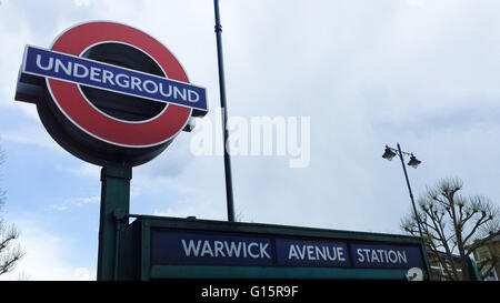 Eingang zur u-Bahn-Station Warwick Avenue, London, England, Vereinigtes Königreich UK Stockfoto