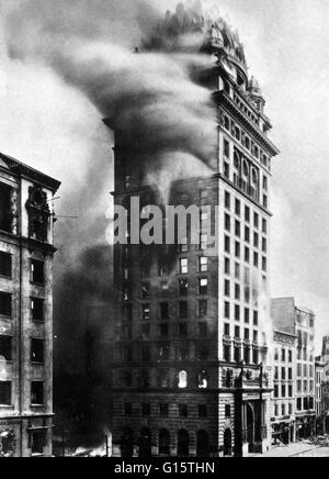 Die San-Francisco-Erdbeben von 1906 wurde eine große Erdbeben in San Francisco und der Küste von Nordkalifornien bei 05:12 am Mittwoch, 18. April 1906. Verheerende Brände in der Stadt ausbrach und dauerte mehrere Tage. Als Folge der q Stockfoto