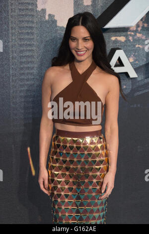 London, UK. 9. Mai 2016. Schauspielerin Olivia Munn (Psylocke) besucht die X-Men: Apokalypse - globale Fan Vorführung beim BFI Imax-Kino in London. Bildnachweis: Lebendige Bilder/Alamy Live-Nachrichten Stockfoto