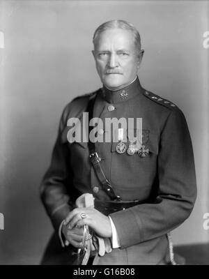 John Joseph "Black Jack" Pershing (13. September 1860 - 15. Juli 1948) war ein General-Offizier in der United States Army. West Point absolvierte er im Sommer 1886. Im Jahre 1892 er wurde zum Oberleutnant befördert und übernahm das Kommando über eine Truppe von der 10 t Stockfoto