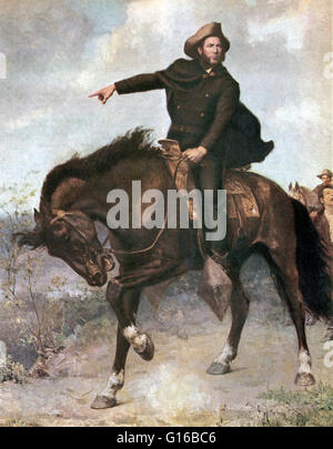 General Sam Houston in der Schlacht von San Jacinto 1836, Gemälde von Thomas S. Seymour. Die Schlacht von San Jacinto, kämpfte am 21. April 1836, im heutigen Harris County, Texas, wurde die entscheidende Schlacht der Texas Revolution. Unter der Leitung von General Sam Houston, Stockfoto