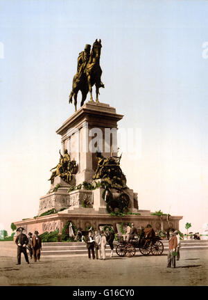 Das Reiterdenkmal engagierten Giuseppe Garibaldi ist ein imposantes Reiterstandbild in Rom auf dem höchsten Punkt des Hügels Ianiculum gelegt. Das Denkmal besteht aus einer Bronzestatue, die Darstellung der Held auf einem Pferd, die auf einem großen Parketten gelegt wird Stockfoto