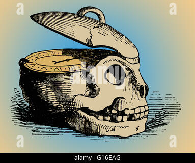 Ein Memento Mori (denken Sie daran, dass du sterben wirst) ist eine künstlerische oder symbolische Erinnerung an die Unausweichlichkeit des Todes. Der Ausdruck, Memento Mori, entwickelt mit dem Wachstum des Christentums, die Himmel, Hölle und Erlösung der Seele in der afterli hervorgehoben Stockfoto