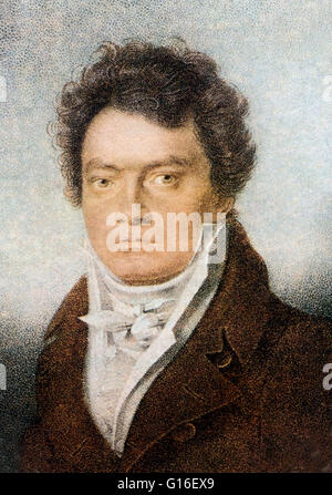 Ludwig van Beethoven (getauft 17. Dezember 1770 - 26. März 1827) war ein deutscher Komponist und Pianist. Eine zentrale Figur im Übergang zwischen klassischen und romantischen ären in der westlichen Kunstmusik, er bleibt eines der berühmtesten und einflussreichsten aller Stockfoto