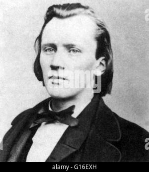 Brahms in seinen frühen 30er Jahren, als er das Deutsche Requiem schrieb. Die Uraufführung unter der Leitung des Komponisten fand in Bremen im Jahre 1868. Johannes Brahms (17. Mai 1833 - 3. April 1897) war ein deutscher Komponist und Pianist und einer der führenden mu Stockfoto