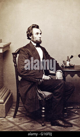 Präsident Abraham Lincoln (12. Februar 1809 - 15. April 1865) in Washington D.C. Abraham Lincoln war der 16. Präsident der Vereinigten Staaten, von März 1861 bis zu seiner Ermordung im Jahre 1865. Er führte sein Land durch die American Civil War, Erhaltung der t Stockfoto