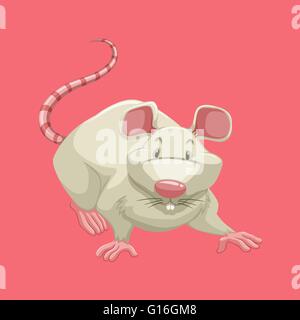 Weiße Ratte auf rosa illustration Stock Vektor